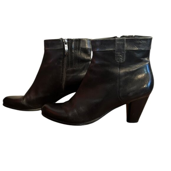 Regarde-Le-Ciel Womens Boot Sz‎ 41 9.5 Black Leather Bootie Block Heel Ankle - Picture 3 of 12